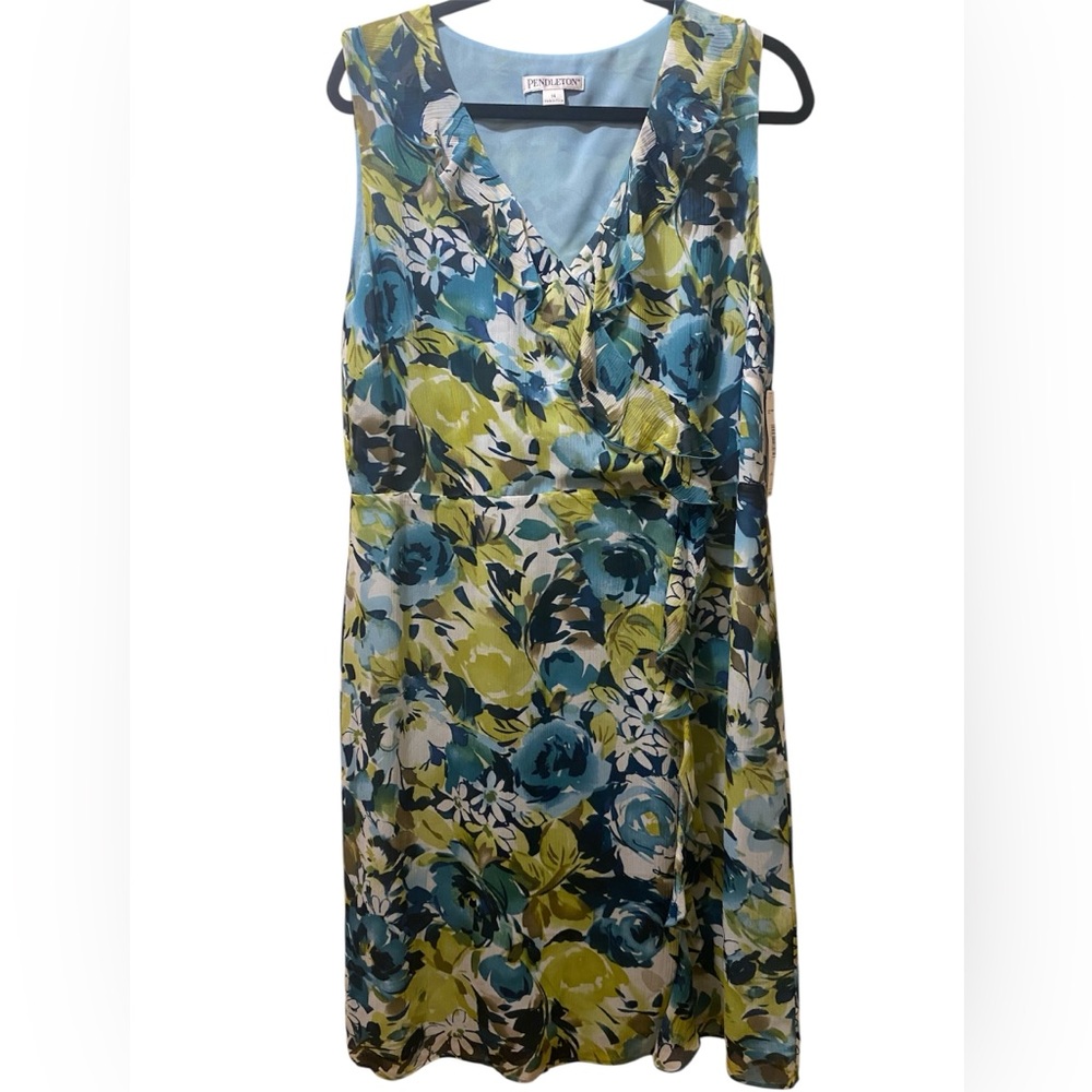 Pendleton~Women’s Silk Floral Midi Dress - Blue/Yellow
New